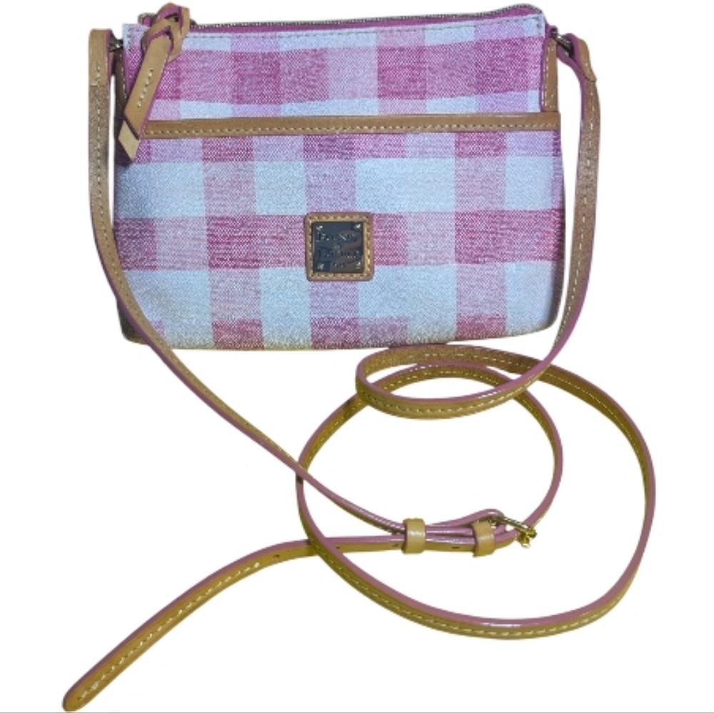 Dooney & Bourke Crossbody Bag Quad Check Ginger Pink Adjustable Strap